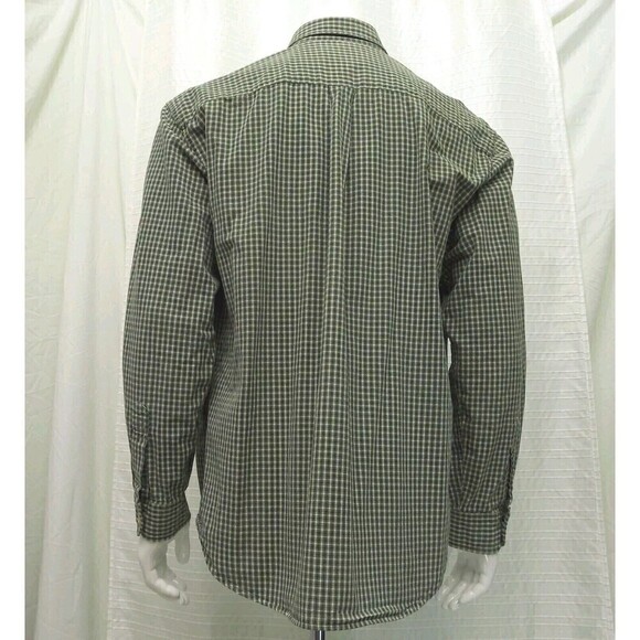 Abercrombie & Fitch Outdoor Plaid Shirt Green Tan Long Sleeve Men's Medium - Picture 2 of 7